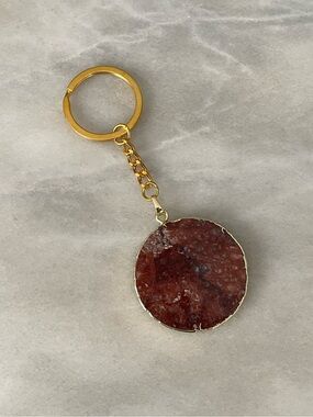Bondhu Keychain with Red & Brown Mexican Crazy Lace Agate Stone
